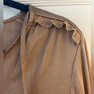 Taupe silky top with pretty details